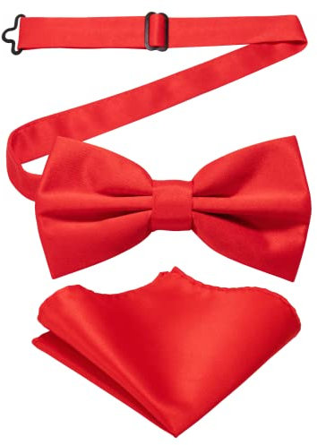 RBOCOTT Red Bow Tie Bowtie and Pocket Square Set for Men(7)