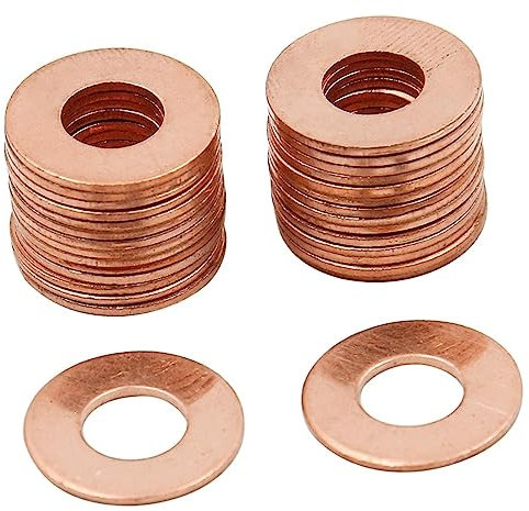 Lot de 30 joints d'étanchéité métriques M8 en cuivre, 8 mm x 18 mm x 1 mm d'épaisseur