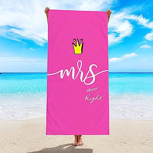 Epinki Strandhandtuch Groß Weich 80x160CM, MRS Always Right mit Krone Strandtuch aus Mikrofaser, Duschtuch Badetücher Weich Sommer Strandtücher für Reise, Strand, Sauna - Rose Rot