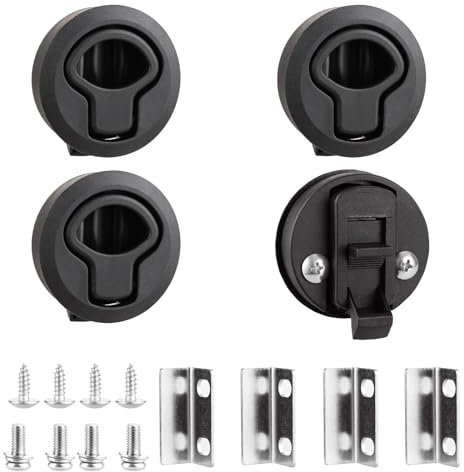 YOUNTHYE 4 Stück Pull Lock Schwarz Pull Lock Möbelschloss Kunststoff Push Lock Schloss Wohnmobil Riegelschloss für Schrank, Boot, Wohnwagen, Schublade, Möbel