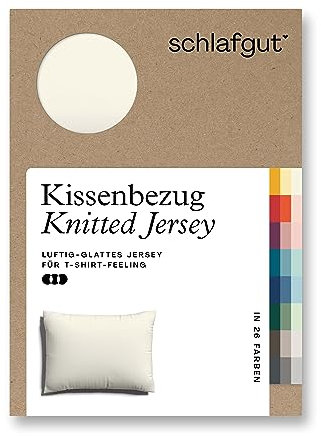 schlafgut Knitted Jersey Kissenbezug 60x80 cm Yellow Light Uni weicher Premium Kopfkissenbezug einzeln, faltenfrei mit Elasthan