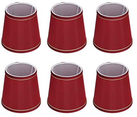 6 Stück Kleine Lampenschirme, Stoff-Lampenschirm, Moderner, Einfacher Ersatz-Lampenschirm, Stoff-Lampenschirm für Tischlampe und Stehlampe, E14-Lampe(Rot)