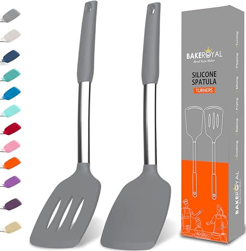 BAKEROYAL Silicone Solid Turner - Gray, ST-GR-2PCS