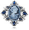 Broche vintage bleue pour femme en cristal Lady Queen Pin's Broche souvenir Décorations cadeaux, Métal