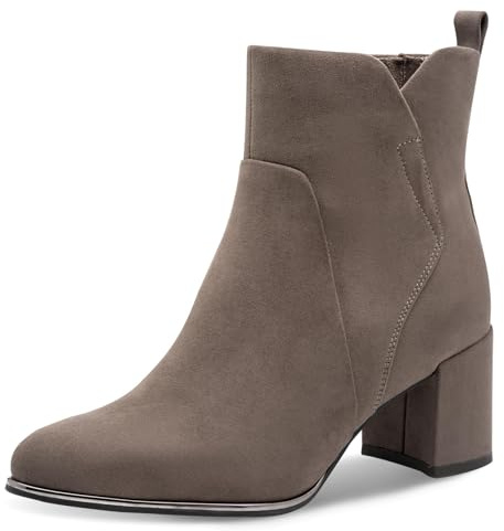 MARCO TOZZI Damen Stiefeletten mit Absatz Spitz mit Reißverschluss, Braun (Pepper), 41 EU