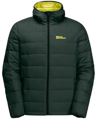 Jack Wolfskin Herren Ather Down Hoody M Daunenjacke, Black Olive/Firefly, L EU