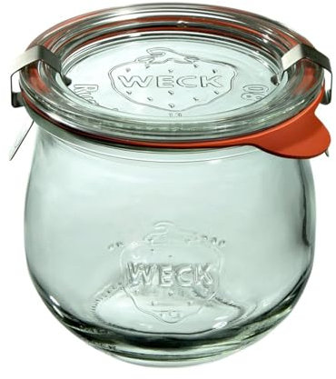Weck Tulpe 370 ml 6-teiliges Glas mit Deckel, Dichtung und 2 Verschlüssen | Zum Haltbarmachen von Konserven, Säften, luftdichtes Aufbewahren von trockenen Zutaten