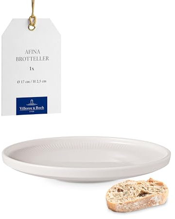 Villeroy & Boch - Piatto da pane Afina in porcellana premium, piatto piccolo, Made in Germany, lavabile in lavastoviglie e adatto al microonde, impilabile, bianco