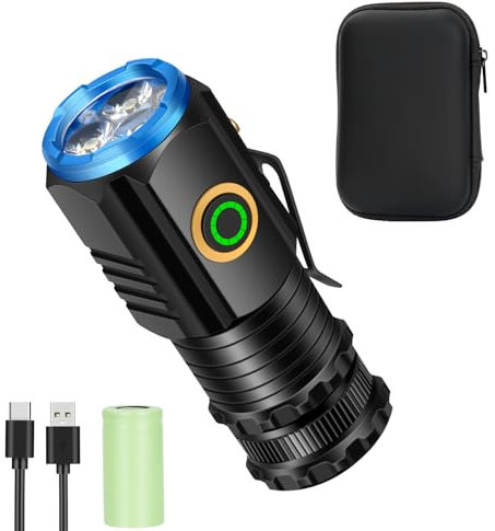 Mini LED Taschenlampe Extrem Hell, Aufladbar Taschenlampen mit 5 Lichtmodi & Magnet, Handheld klein Taschenlampe,Wasserdichte Mini Handlampe für Camping Outdoor Wandern