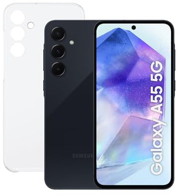 Samsung Galaxy A55 5G 128GB + Funda Transparente - Teléfono Móvil Android, Smartphone Libre, Batería de Larga Duración, Cámara 50MP, Negro (Versión Española)