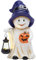 TERESA'S COLLECTIONS Gartendeko für Draußen, Hexengeist mit Solarleuchte, Wetterfeste Halloween Deko aus Kunstharz, Freundlicher Geist mit Kürbis, Halloween Dekoration Outdoor Solar Gartenfigur 27cm