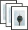 Atryinous Lot de 3 cadres photo A3-29,7 x 42 cm - En bois - Noir - Avec verre Acrylglas - Avec passe-partout - Pour photos A4-21 x 30 cm - À suspendre verticalement ou horizontalement - Pour