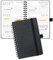 POPRUN Taschenkalender 2025 Klein Ringbuch mit Softcover, ca. A6 (16 x 10,5 cm) - Kalender 2025 Klein (Jan.2025-Dez.2025) - Terminplaner 1 Woche 2 Seite mit Plastiklineal - Schwarz