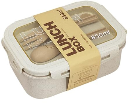 ISAKEN Bento Boxes Caja Bento hermética sin BPA con 2 Compartimentos Fiambrera con Cubiertos Fiambrera de Oficina Fiambrera a Prueba de Fugas sin BPA para el Trabajo Picnic Oficina Viajes
