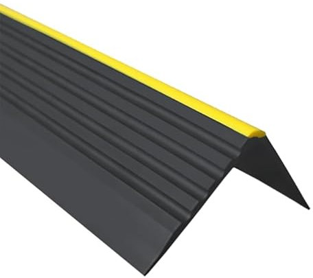 Perfil de borde de escalera autoadhesivo de plástico PVC antideslizante, perfil angular, 55 x 40 mm, RD-ON, negro, 80 cm