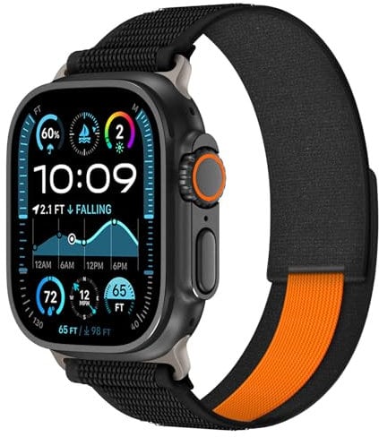 KADES Nylon Armband Kompatibel mit Apple Watch Armband 49mm 46mm 45mm 44mm 42mm(Series 3),Trail Loop Geflochtener sportarmband für iWatch Ultra 2/Ultra Series 10/9/8/7/6/5/4/3/2/1/SE,Schwarz/Schwarz