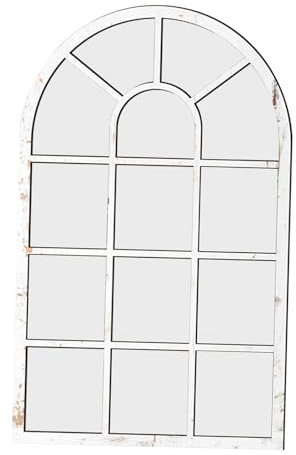 Milageto Specchio da Parete con Finestra ad Arco Specchio Decorativo da Parete, Specchio ad Arco con Finestra in Stile Minimalista Moderno per Soggiorno, Bianco