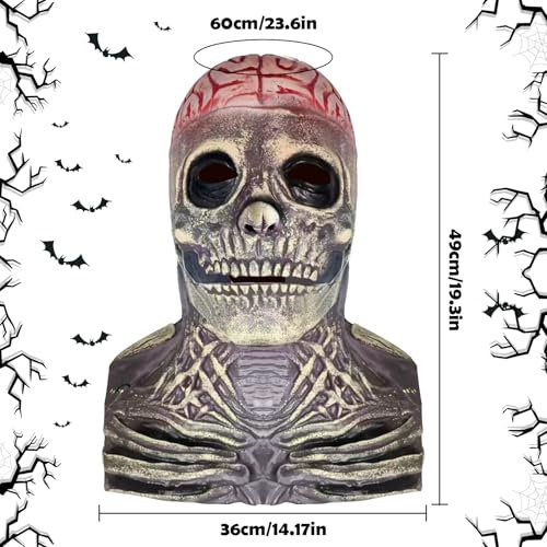 Lets Joy Maschera di Halloween Teschio, Teschio di Halloween con Mandibola Mobile, Maschera Orrore Spaventosa di Halloween, Latex Maschera di Halloween, Maschera di Halloween, Halloween Cosplay