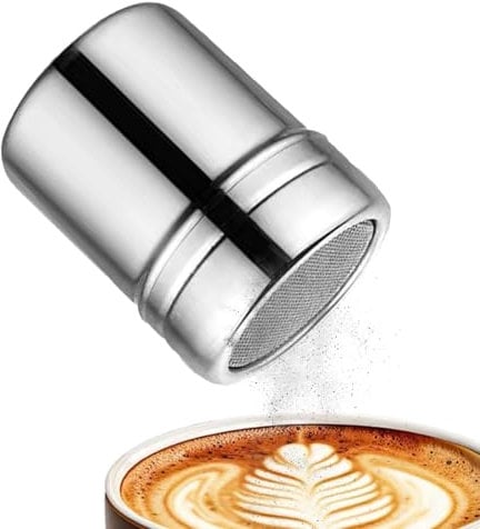 Edelstahl-Pulverstreuer, Puderzuckerstreuer Kakaostreuer Für Cappuccino, Kaffee Und Kakaostreuer Mit Feinmaschigem Deckel, Zum Backen Kochen Für Häusliche Restaurant