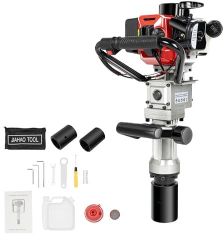 Fridgestea 2 Stroke Petrol Post Driver, 8500RPM Petrol Pile Driver, T-Post Fence Knocker Jack Hammer Auger Picket Fencing Ramming Thumping Tool Kit