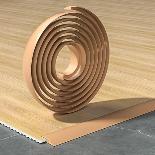 Übergangsprofil Selbstklebende Übergangsleiste aus Gummi für Böden, Flexibler Kantenschutz für Teppiche, Unebene Böden, Schwellenabdichtung für Teppich zu Vinyl, Holz zu Fliesen(Light Brown,Length-2m(