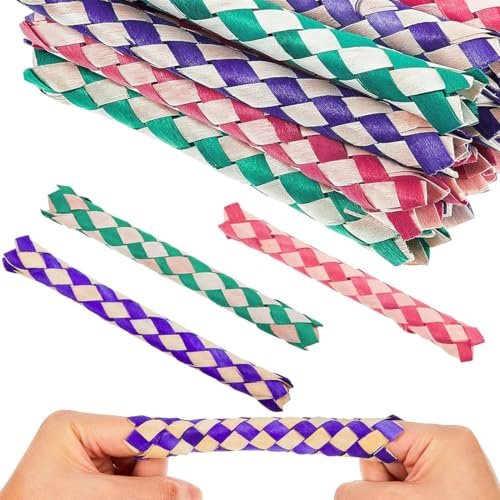 UEAVOID 24 Pièces Piège à Doigts Chinois Traditionnel Jouet pour Enfants et Adultes Cadeaux d'Anniversaire (Couleurs Assorties)