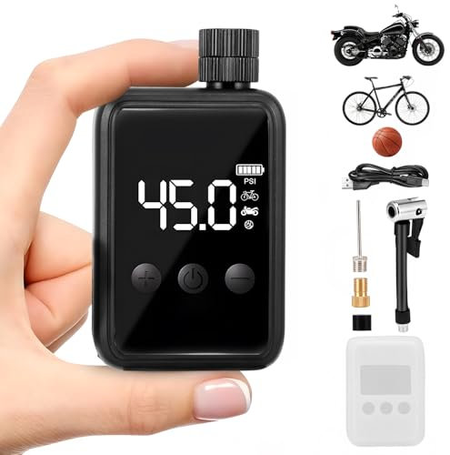Portable Air Compressor, High Precision Mini Tyre Inflator, 150Psi Cordless Electric Bike Pump with Digital LCD Display, Pressure Gauge,Auto-Off, Rechargeable Tyre Pump for Car Motorcycle Bicycle Ball