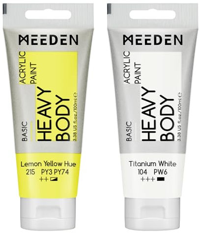 MEEDEN Peinture Acrylique Teinte Jaune Citron: 100 ml Tube Peinture Acrylique Epaisse avec Couleur Blanche Titane Supplémentaire pour Toile Art Peinture