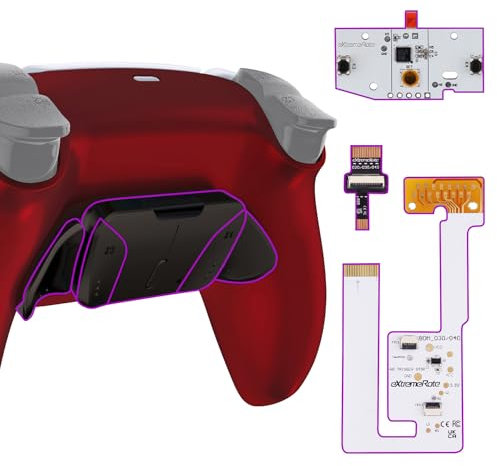 eXtremeRate Programmierbar RISE4 V3 Metall Remap Kit für ps5 Controller BDM-030/040/050, Upgrade Mapping Board & Re-Design Rückseite Gehäuse Case & Metal Back Paddles Set für ps5-Scarlet Red