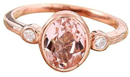 Feiner Morganit-Schmuck aus 925er-Sterlingsilber, handgefertigter, vergoldeter Ring, Ring mit November-Geburtsstein, Geburtstag, Muttertagsgeschenk für Sie, zierlicher Halo-Rosa