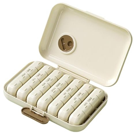 Pilulier portable, léger, pratique et pratique, distributeur de pilules quotidien fonctionnel, 18,5 x 13,8 x 4 cm, 305 g pour médicaments, voyage