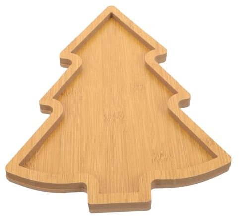 Amosfun Sustainable Wood Plate Christmas Tree Shape Christmas Serving Tray Dessert Tray