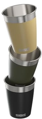 SIGG - Travel Cup Set - 3x 0.35L Reisebecher – spülmaschinenfest, stapelbar und wiederverwendbar - BPA-frei - robuster Edelstahl - optimal für Camping und Outdoor