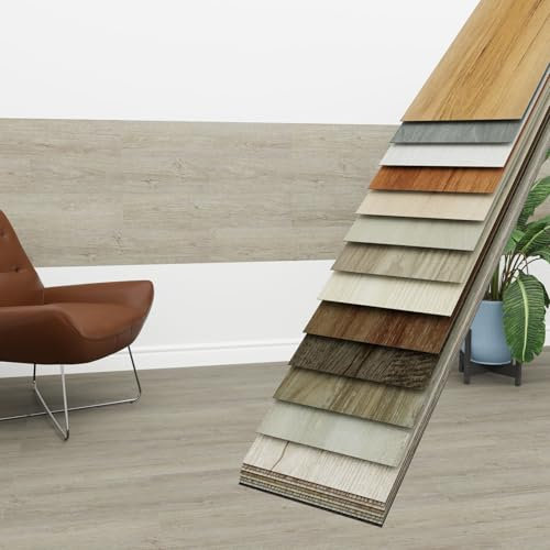 HEXIM Vinyldielen 5m² selbstklebend PVC Wandverkleidung heller Bodenbelag Holzoptik 91x15cm Paneele für Wand & Boden Holzdielen grau (36 Dielen Driftwood Grey - 1805-7)