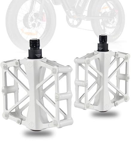 Weiße Pedale Kompatibel mit Ridstar Q20, Fahrradpedale für Elektrofahrrad, Aluminium Leichtes Plattformpedal mit rutschfesten Stiften, langlebiges flaches Pedal für Elektrofahrrad