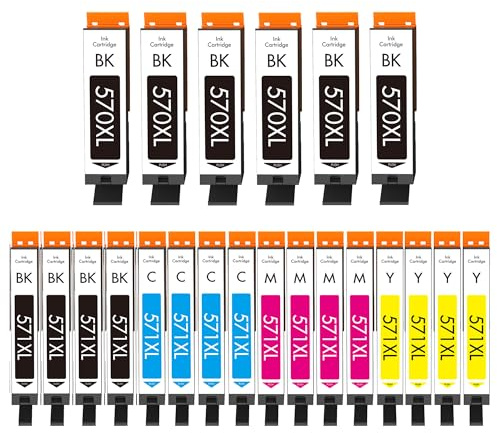 Cartridgeify 22er-Pack PGI-570XL CLI-571XL Kompatibel mit Canon PGI-570 CLI-571 Druckerpatronen Multipack, für PIXMA MG5750 MG5751 TS5050 TS5055 TS6050 MG5752 MG5753 MG6850 MG6850 MG6852 TS5051