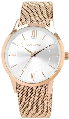 Just Watch Damenuhr, Milanaisearmband, Edelstahl, roségoldfarben