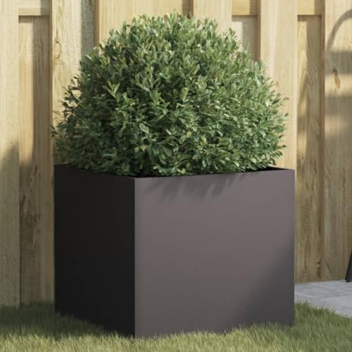 GCHDHAPB Pot de fleurs en acier noir 42 x 40 x 39 cm pour pelouse et jardin