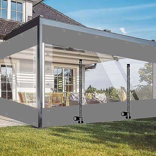 Clear Tarps with Zipper Door, 0.3mm Thick PVC Rain Curtain, Grommeted Waterproof Tarp, 2.8x2m (9.2x6.6ft) for Outdoor, Camping, and Garage Use
