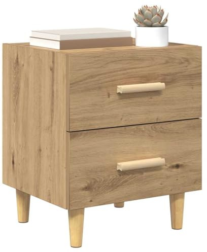 vidaXL Bed Cabinet 2 pcs Artisan Oak 40 x 35 x 47.5cm Engineered Wood, Rustic Bedroom Nightstand, Wooden Storage, Modern Bedside Table, Indoor, Traditional Side with Drawers