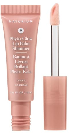Naturium Phyto-Glow Lip Balm Shimmer, Nourish & Hydrate Lips with Shea, Cupuaçu Butter, Plant Squalane and Geodiamond Pearls, 10 ml / 0.34 fl oz, Shade: Cosmic