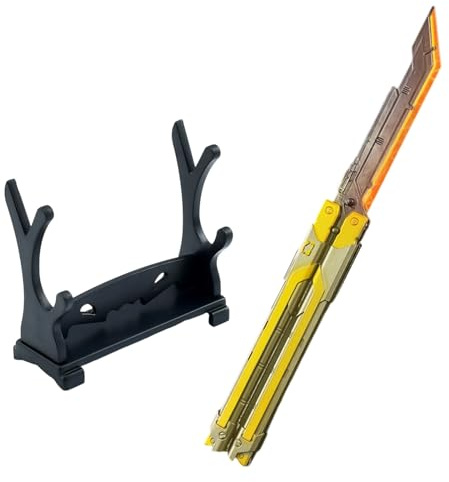 SUJEBKC 1x coltello giocattolo Valorant, giallo, con supporto espositivo, replica giocattolo Valorant