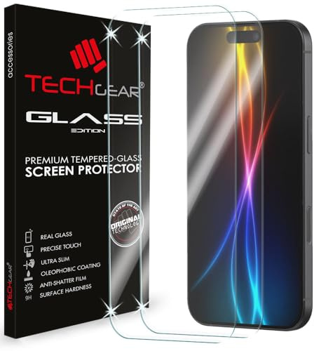 TECHGEAR 2 Pack Tempered Glass Screen Protectors for iPhone 17 Pro Max (2025) – 2.5D Round Edge, 9H Hardness, Crystal Clear, Scratch-Resistant, No-Bubble