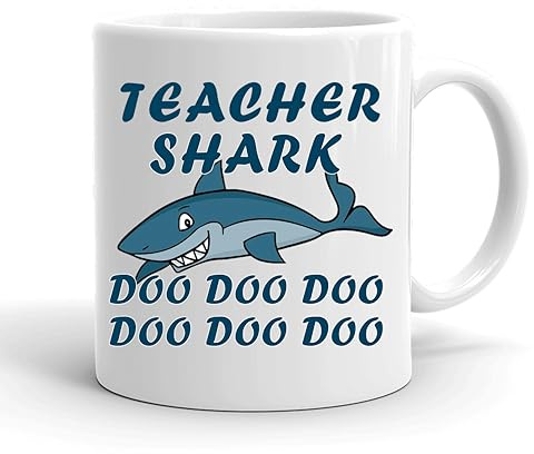 GrassVillage Teacher Shark Do Do Do Mug – 11oz Funny Birthday Gift Cup for Teacher, Family – Coffee Tea Cup