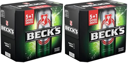 BECK'S Pils Dosenbier, 5+1 gratis Dosen-Set, EINWEG (5+1 x 0.5 l), Pils Bier (Packung mit 2)