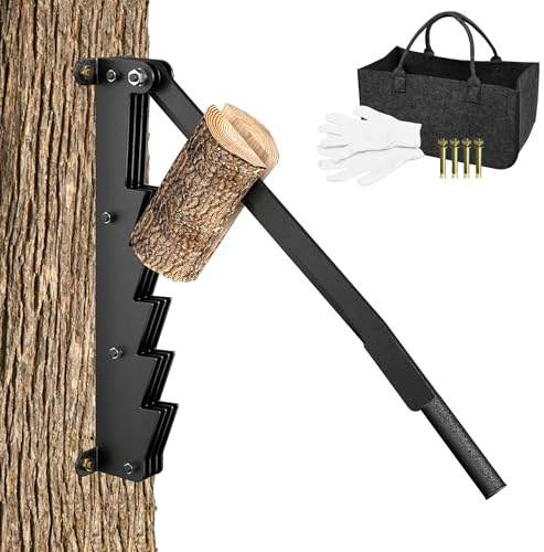 PEILU Manueller Holzspalter Wandmontage Brennholzspalter mit Handgriff, Tragbare Anzündholz Spalten Set mit Handschuhen & Filztasche, Karbonstahl Handholzspalter für Outdoor & Indoor
