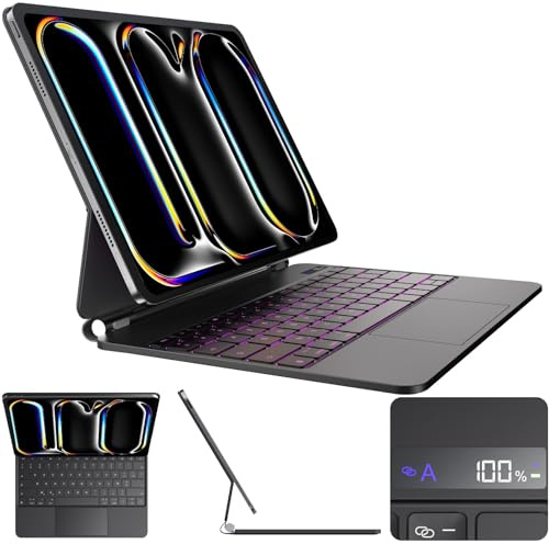 CSZZACME Tastiera AZERTY Purè per iPad Pro 13 Pollici M5 2025 & M4 2024 con Trackpad Multitasking, Retroilluminazione, Tasti Scorciatoia, Fissaggio Magnetico, Nero