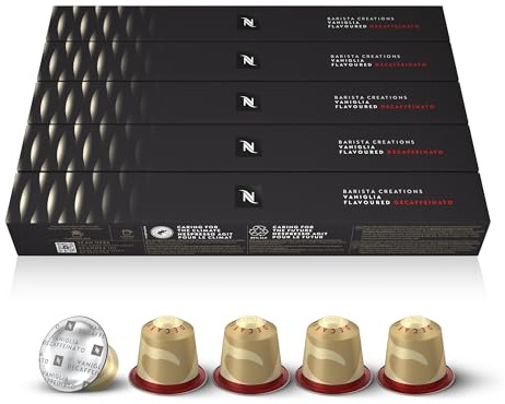 Nespresso Original Cápsulas de Café Vainilla Descafeinado, 50 Cápsulas para Cafetera, Tueste natural