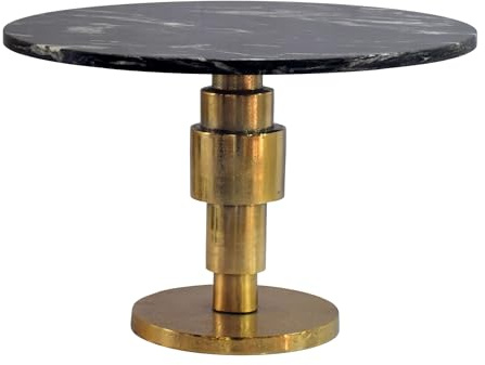 FineBuy Beistelltisch Rund 60x60x39 cm Aluminium Gold mit Marmorplatte | Couchtisch mit Platte aus Naturstein, Anstelltisch handgefertigt, Platz für Zeitschriften, Handy und Getränke
