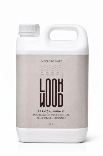 LookWood Barniz Al Agua 1C Para Madera Protección Duradera Fácil Aplicación Para Muebles De Uso Intensivo Interior Y Exterior (Mate, 5L)